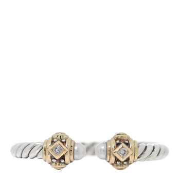 DAVID YURMAN Sterling Silver 14K Yellow Gold Diamond Freshwater Cultured Pearl Renaissance Ring 50 5.5
