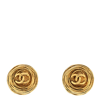 CHANEL CC Button Clip On Earrings Gold