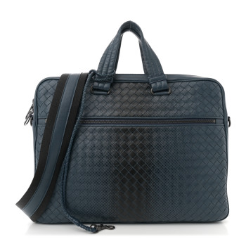 BOTTEGA VENETA Nappa Intrecciato Medium Briefcase Blue Black