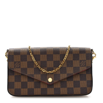 LOUIS VUITTON Damier Ebene Pochette Felicie Chain Wallet