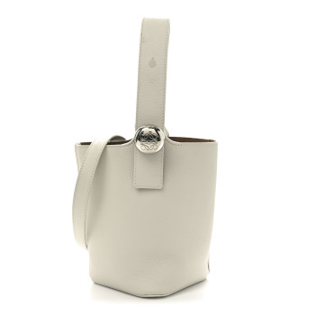 LOEWE Soft Grained Calfskin Mini Pebble Bucket Bag White