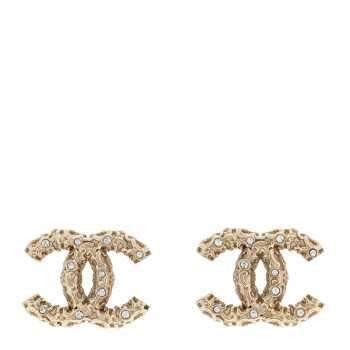 CHANEL Crystal CC Earrings Light Gold