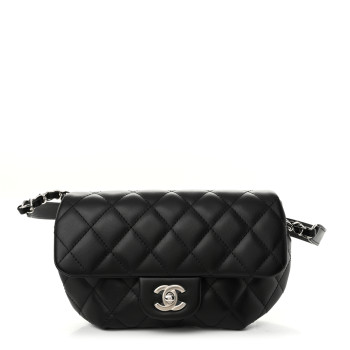 CHANEL Calfskin Quilted CC Uniform Flap Belt Bag Black