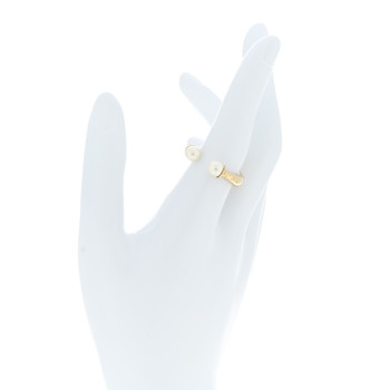 CHRISTIAN DIOR Metal Pearl Ring Gold 53 6.5