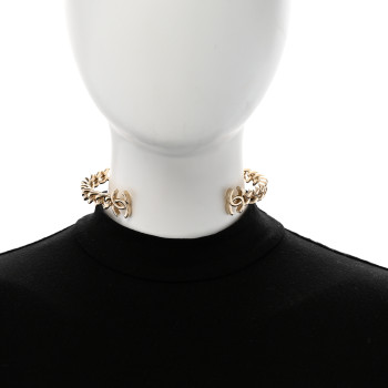 CHANEL Metal CC Chain Link Choker Necklace S Gold