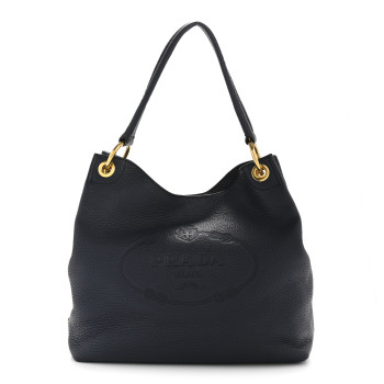 PRADA Vitello Phenix Embossed Logo Hobo Baltico