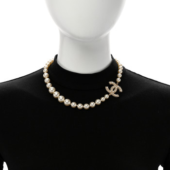CHANEL Pearl CC 100th Anniversary Necklace Light Gold