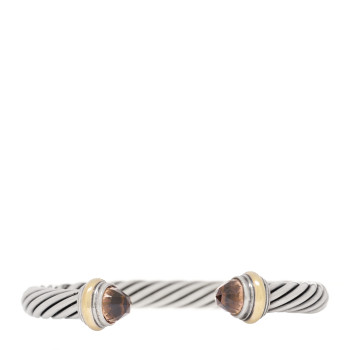 DAVID YURMAN Sterling Silver 14K Yellow Gold Smoky Quartz 7mm Cable Classics Bracelet
