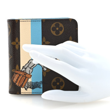 LOUIS VUITTON Monogram Groom Compact Zip Wallet Blue