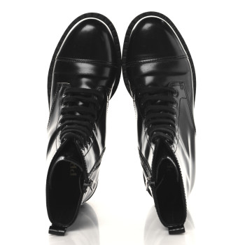 PRADA Spazzolato Chocolate 50mm Combat Boots 38 Black