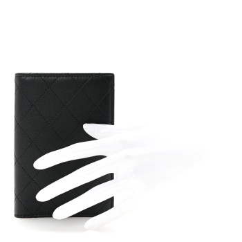 CHANEL Grained Calfskin Quilted Passport Holder Wallet So Black