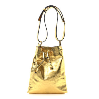 KHAITE Metallic Calfskin Cecilia Small Bucket Bag Gold