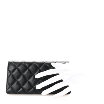 CHANEL Lambskin Quilted Yen Wallet Black