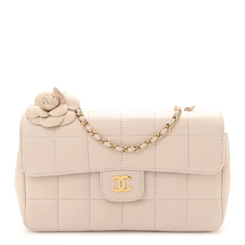CHANEL Lambskin Quilted Mini Chocolate Bar Camellia Flap Pink