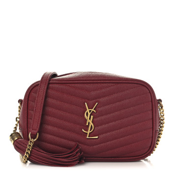 SAINT LAURENT Grain De Poudre Matelasse Monogram Mini Lou Camera Bag Opyum Red