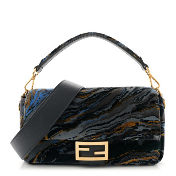 FENDI Velvet Tappetino Marble Baguette Bleu Multicolor