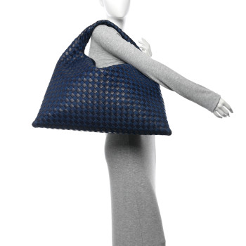 BOTTEGA VENETA Denim Calfskin Intrecciato Large Hop Abyss Indigo