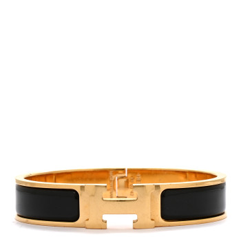 HERMES Enamel Narrow Clic Clac H Bracelet PM  Black