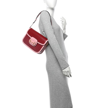 GUCCI Azalea Calfskin Horsebit 1955 Shoulder Bag New Cherry Red Wild Rose