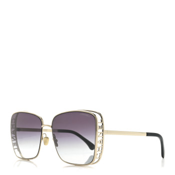 CHANEL Metal Logo Square Sunglasses 71541 Gold