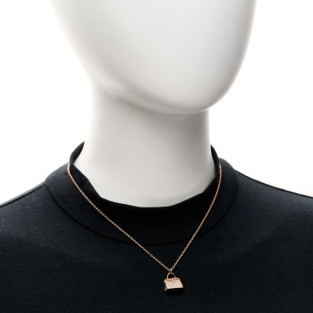 HERMES 18K Rose Gold Diamond Kelly Amulettes Pendant Necklace