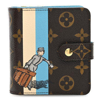 LOUIS VUITTON Monogram Groom Compact Zip Wallet Blue