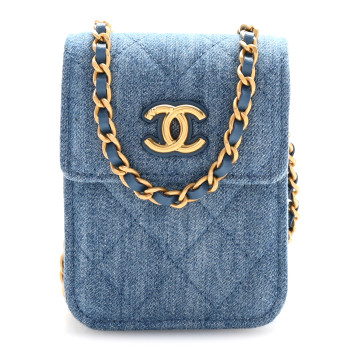 CHANEL Denim Quilted Flap Mini Crossbody Blue