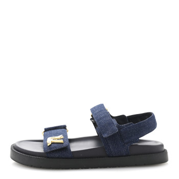 LOUIS VUITTON Denim Sunset Comfort Flat Sandals 37.5 Blue