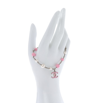 CHANEL Pearl Enamel CC Bracelet Pink
