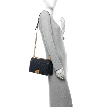 CHANEL Caviar Quilted Medium Boy Flap Navy