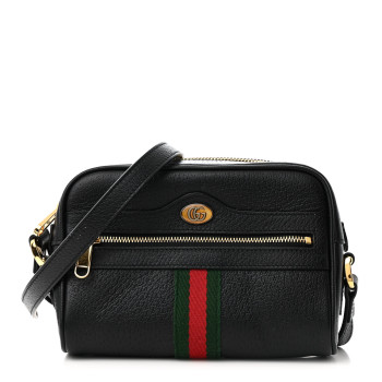 GUCCI Calfskin Web Mini Ophidia Shoulder Bag Black