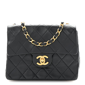 CHANEL Lambskin Quilted Mini Square Flap Black