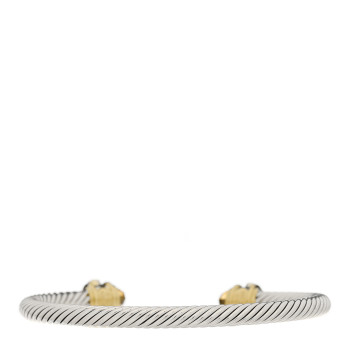 DAVID YURMAN Sterling Silver 14K Yellow Gold 5mm Citrine Rhodolite Cable Renaissance Bracelet