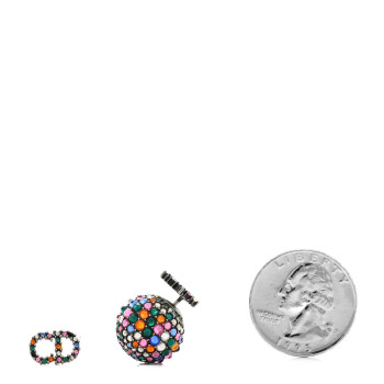 CHRISTIAN DIOR Crystal Mise En Dior Tribal Earrings Multicolor Antique Silver