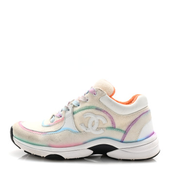 CHANEL Wool Suede Calfskin CC Sneakers 36.5 Multicolor