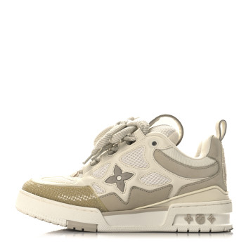 LOUIS VUITTON Calfskin Mesh Womens LV Skate Sneaker 37 Beige White