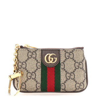 GUCCI GG Supreme Monogram Web Ophidia Key Case Beige New Acero