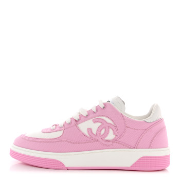 CHANEL Cotton Sneakers 39.5 Pink White 1423216 | FASHIONPHILE
