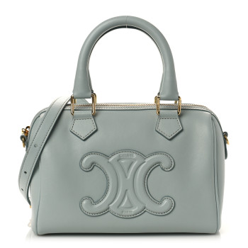 CELINE Smooth Calfskin Triomphe Small Boston Bag Soft Blue