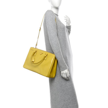 PRADA Saffiano Vernice Medium Galleria Double Zip Tote Ananas