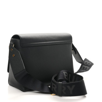 BURBERRY Grainy Calfskin Vintage Check Note Crossbody Bag Black