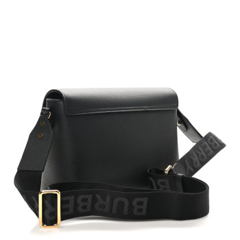 BURBERRY Grainy Calfskin Vintage Check Note Crossbody Bag Black