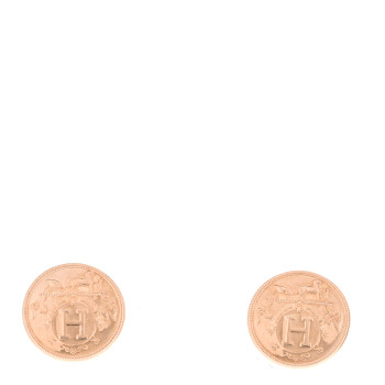 HERMES 18K Rose Gold TPM Ex-Libris Stud Earrings