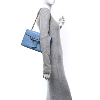 GUCCI Microguccissima Medium Emily Chain Shoulder Bag Mineral Blue