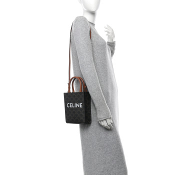 CELINE Triomphe Canvas Calfskin Mini Vertical Cabas Tan
