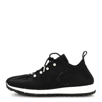 JIMMY CHOO Veles Knit Pearly Lace Up Sneaker 40 Black