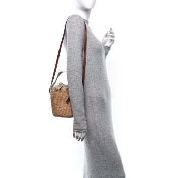 CHLOE Natural Woven Fiber Small Woody Basket