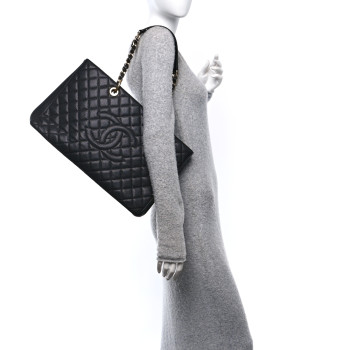 CHANEL Caviar Quilted XL Grand Shopping Tote GST Black