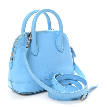 BALENCIAGA Signature Grained Calfskin Logo XXS Ville Top Handle Bag Baby Blue Black