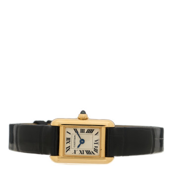 CARTIER 18K Yellow Gold Alligator 16.5mm Tank Louis Quartz Watch
